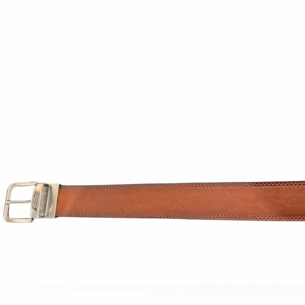 🤎🖤Dickies Reversible Brown & Black Leather Belt with COOL Silver Buckle size 36